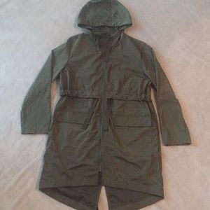 Navy green rain coat